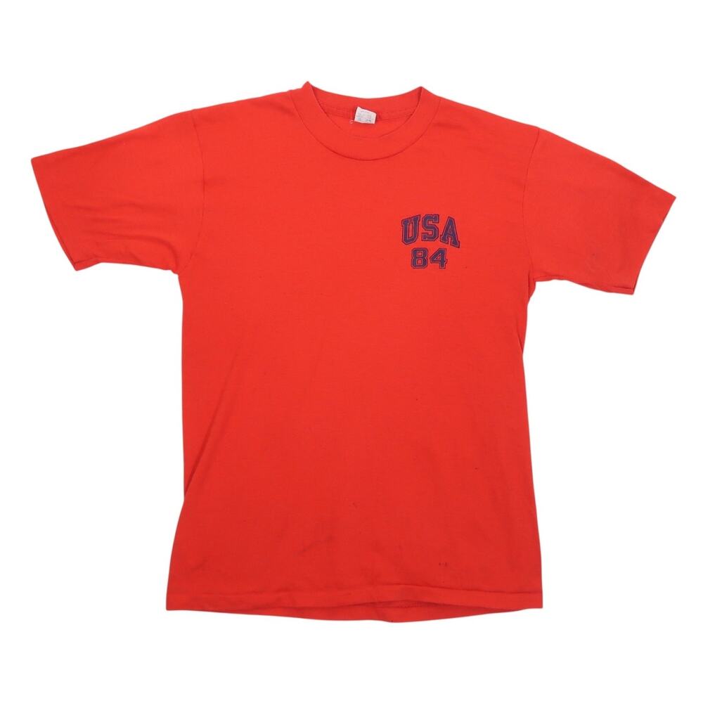 Vintage 80s Artex Red USA 84 Single Stitch T-Shirt Olympics L
